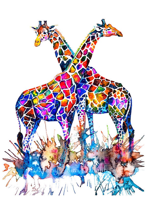 カラフルなキリンの手描き絵画 カラフルなキリン」のイラスト素材 608365754 | Shutterstock