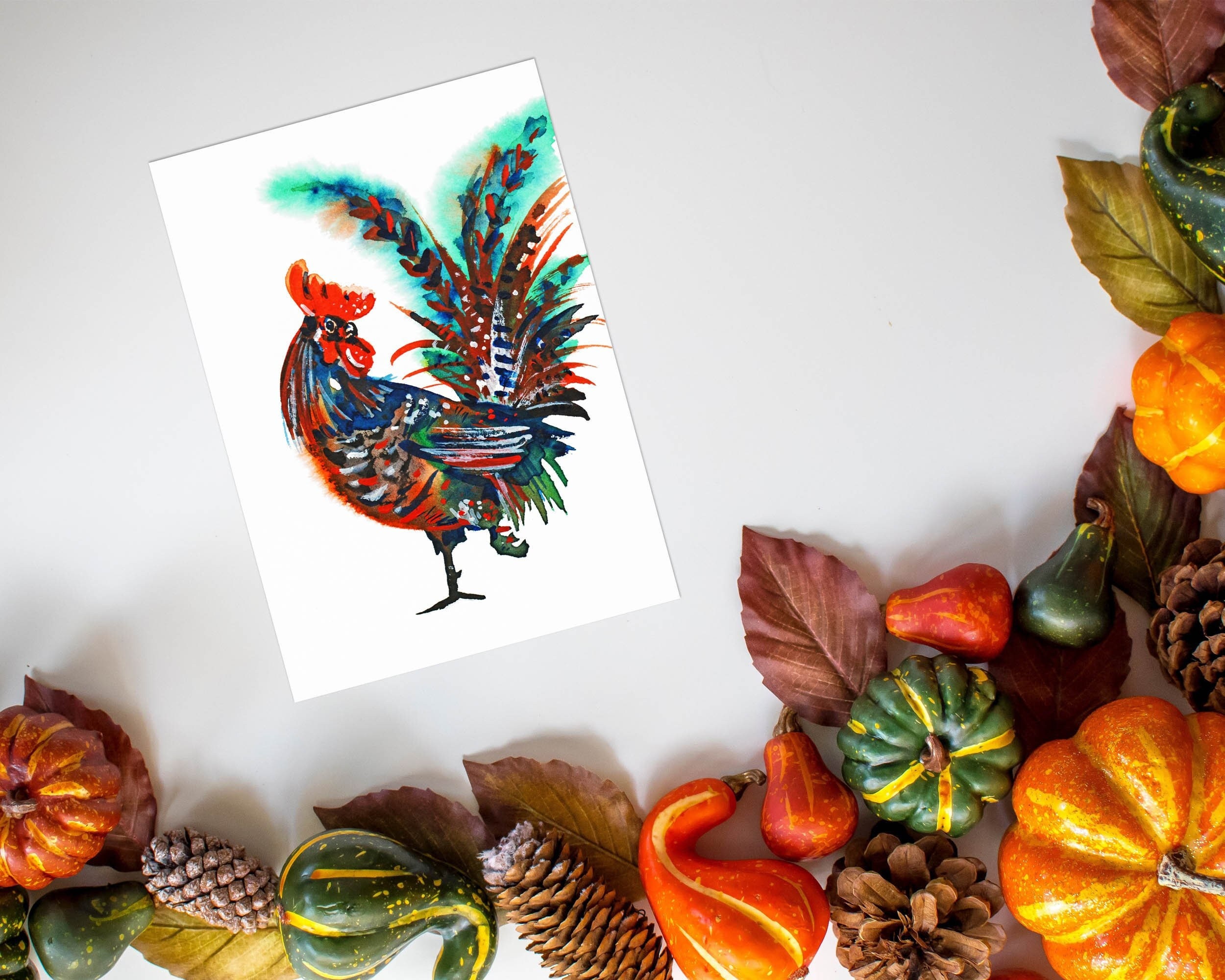 Rooster Fall Graphics Fancy Rooster 5 X 7