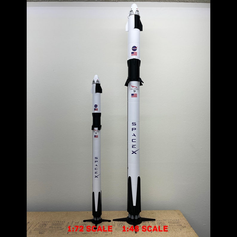 Large 5ft Spacex Falcon 9 Demo-2 Model W/ Crew Dragon 1:48 | Etsy
