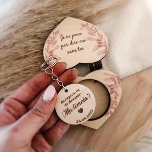 Personalized surprise request box for birth announcement, witness, godmother.. ••Wood engraving