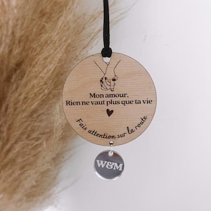 Customizable car pendant to hang on the rearview mirror for couples