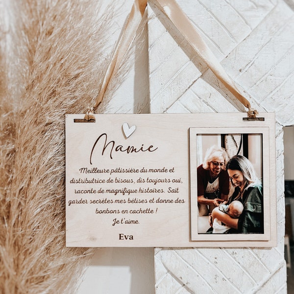 Cadre avec photo et texte gravé pour la fête des grands mères, grands pères, anniversaire..