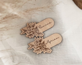 Marque place en bois personnalisé avec prénom invité, mariage, baptême, anniversaire, noël, nouvel an  •• AMOUR