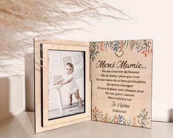 Moldura com foto díptico e texto gravado para Dia da Avó, Dia do Avô, presente de aniversário, presente para madrinha/padrinho.