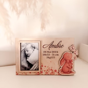 Marco con foto y texto grabado para nacimiento, regalo de nacimiento, marco de fotos de bebé personalizado