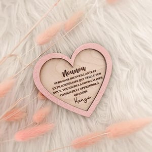 Personalized heart-shaped magnet for nanny, teacher, family, colleagues, atsem...
