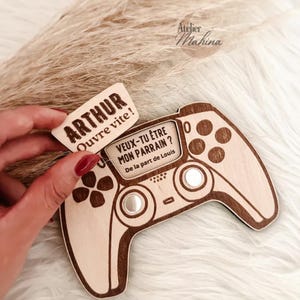 Personalized game controller-shaped godfather gift set