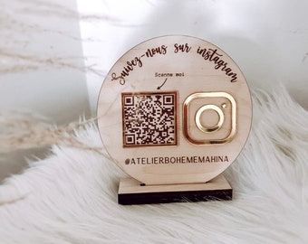 Plaque Instagram personnalisé effet miroir, réseau sociaux, entreprise