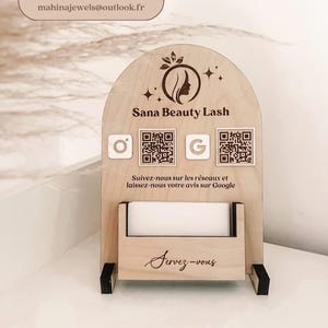 Plaque Instagram et Google avis personnalisé avec Qr code entreprise logo et carte de visites