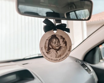 Car jewelry to personalize to hang on the rearview mirror, personalized gift, engraved photo