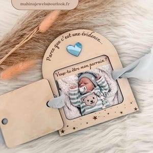 Personalized surprise request box with child's photo, godmother or godfather request