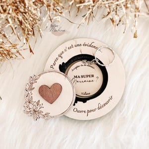 Personalized surprise request box for birth announcement, witness, godmother... ••Wood engraving