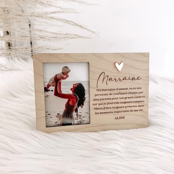 Cadre avec photo et texte gravé pour la fête des grands mères, grands pères, cadeau anniversaire, cadeau marraine/parrain..