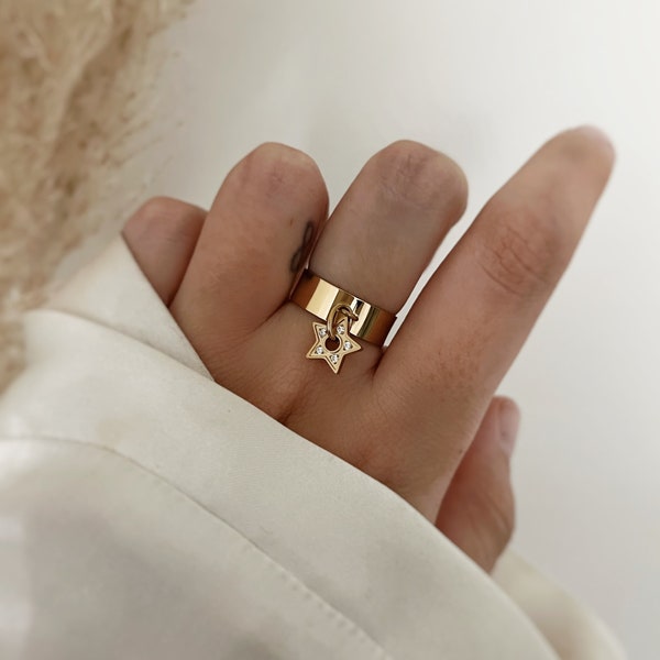 Verstelbare gouden roestvrijstalen ring voor dames ••ACIA