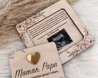 Pregnancy announcement box with ultrasound photo