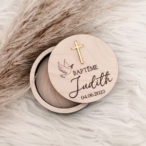 Baptism box to personalize with gold or silver mirror cross
