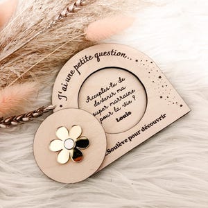 Godmother or godfather request box with personalized embossed flower