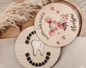 パーソナライズされたカラー彫刻が施された子供用乳歯ケース