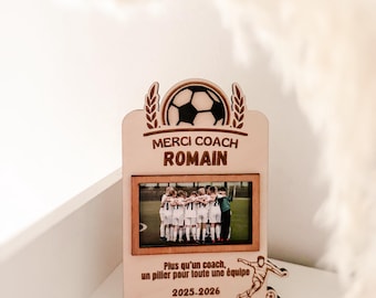 Cadeau coach football personnalisé avec photo, cadre souvenir équipe foot, idée remerciement entraîneur fin de saison, cadeau équipe