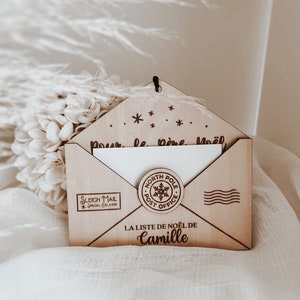 Personalized Engraved Wooden Christmas List Envelope for Kids