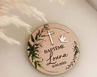 Boîte pour baptême à personnaliser avec croix doré | Boîte à bijoux pour baptême gravure personnalisé | Baptême enfant