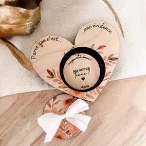 Personalized surprise request key ring box for witness, godmother, bridesmaid request.