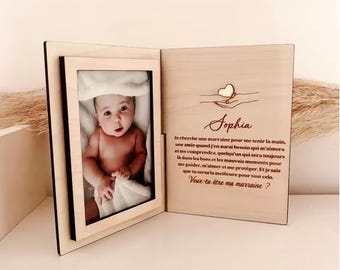 Moldura com foto díptico e texto gravado para Dia da Avó, Dia do Avô, presente de aniversário, presente para madrinha/padrinho.