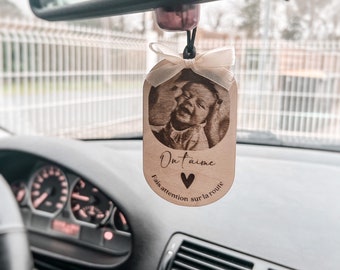 Joyas de coche para personalizar para colgar en el espejo retrovisor, regalo personalizado, foto grabada