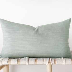 Light spa blue melange decorative pillow cover - pale aqua blue cushion cover - 16", 18", 20", 22", lumbar pillow cover