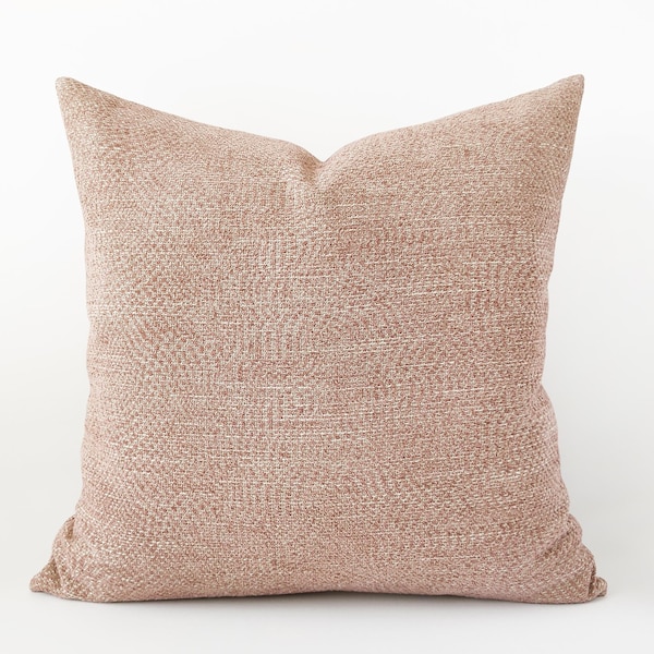 Soft pink textured decorative pillow cover - chenille and cotton cushion cover in blush - 18", 20", 22"
