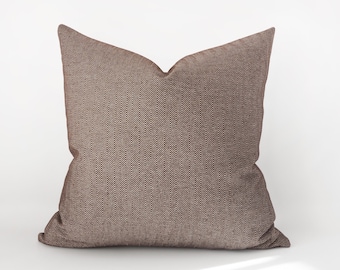 Brown herringbone decorative pillow cover - earth tone home decor - 16", 18", 20", 22"