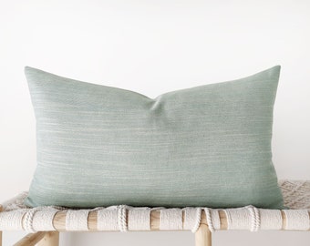 Light spa blue melange decorative pillow cover - pale aqua blue cushion cover - 16", 18", 20", 22", lumbar pillow cover