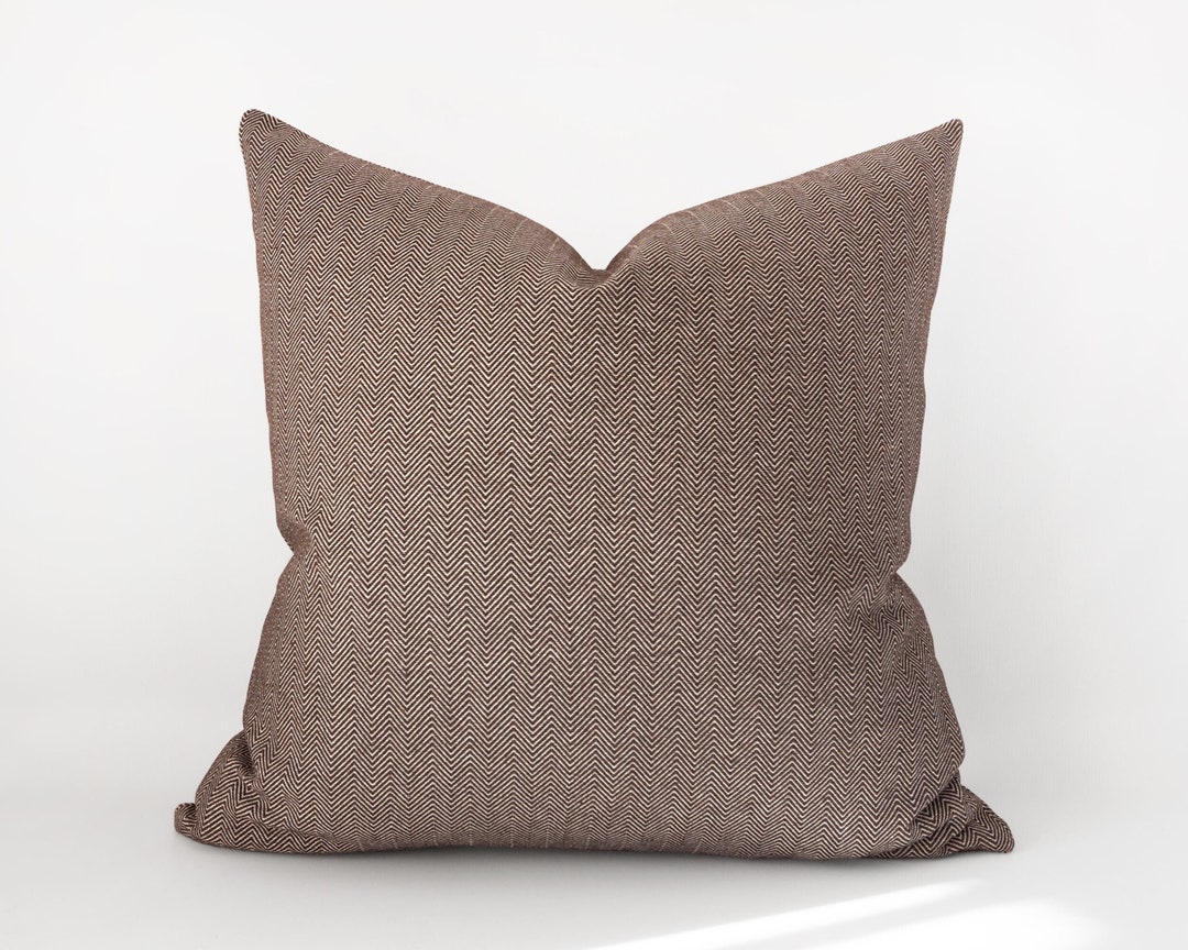 Brown Herringbone Decorative Pillow Cover Earth Tone Home Decor 16, 18, 20, 22 Etsy