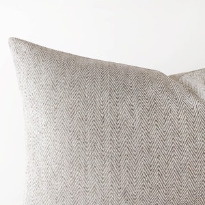 Neutral lumbar pillow cover with herrigbone pattern greige oblong cushion cover image 2