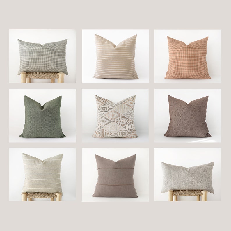 Neutral lumbar pillow cover with herrigbone pattern greige oblong cushion cover image 5