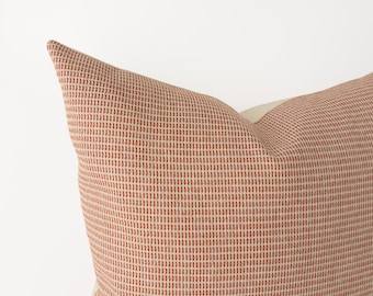 Burnt orange textured decorative pillow cover - patterned cushion cover in light rust and ivory