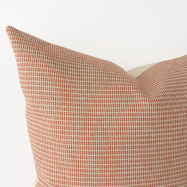 Burnt orange textured decorative pillow cover - patterned cushion cover in light rust and ivory