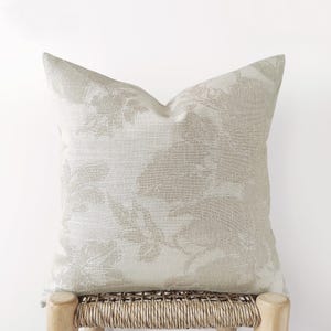 Neutral floral pillow cover - textured decorative cushion in ecru and light beige
