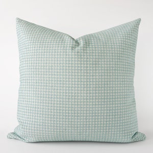 Light blue green houndstooth pillow cover - soft aqua decorative cushion cover with texture