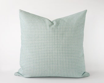 Light blue green houndstooth pillow cover - soft aqua decorative cushion cover with texture