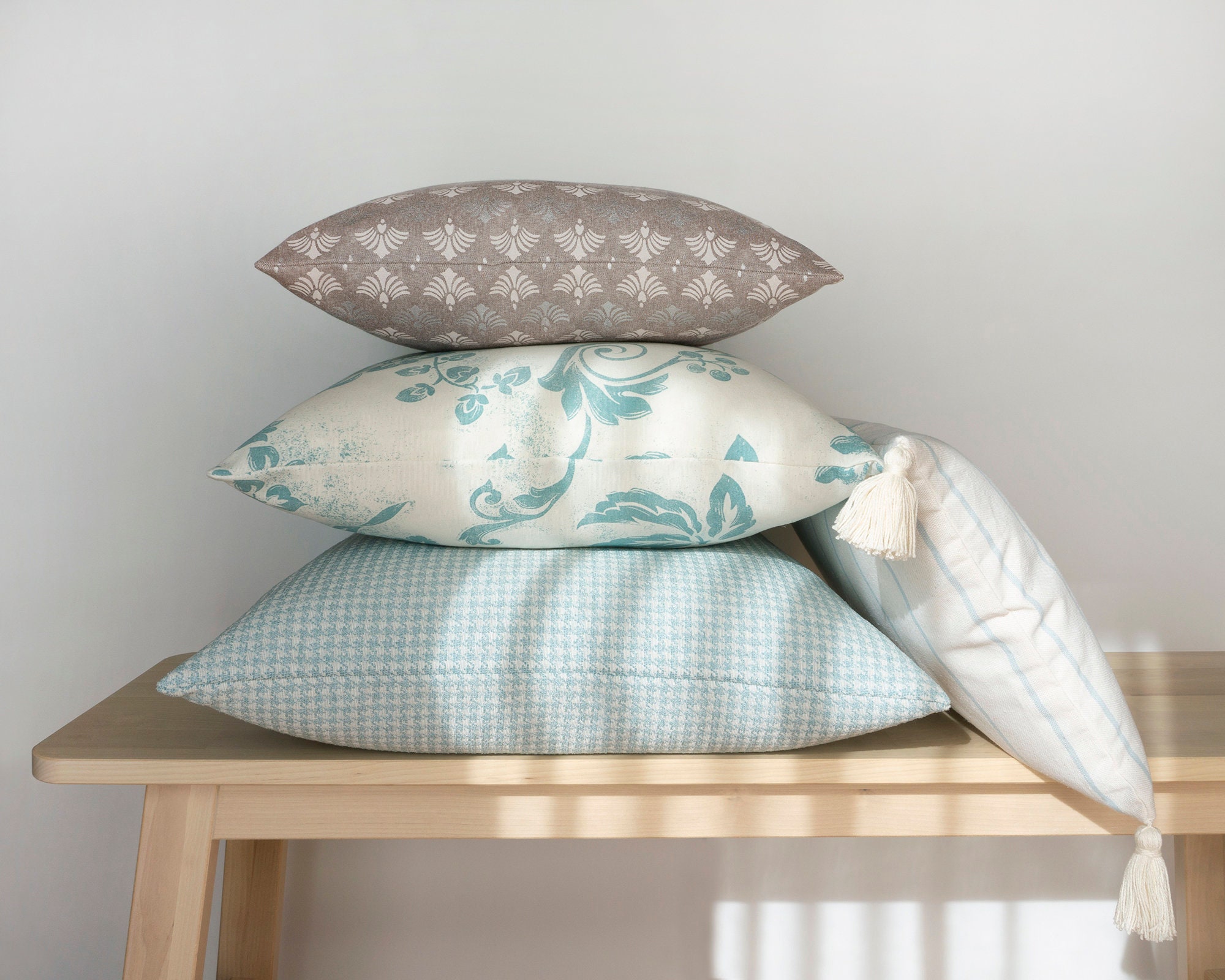 Leichte Ente Ei blau Houndstooth Kissenbezug überprüfen | Etsy