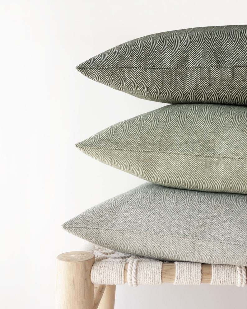 Dark Sage Green Decorative Lumbar Pillow Cover With Etsy