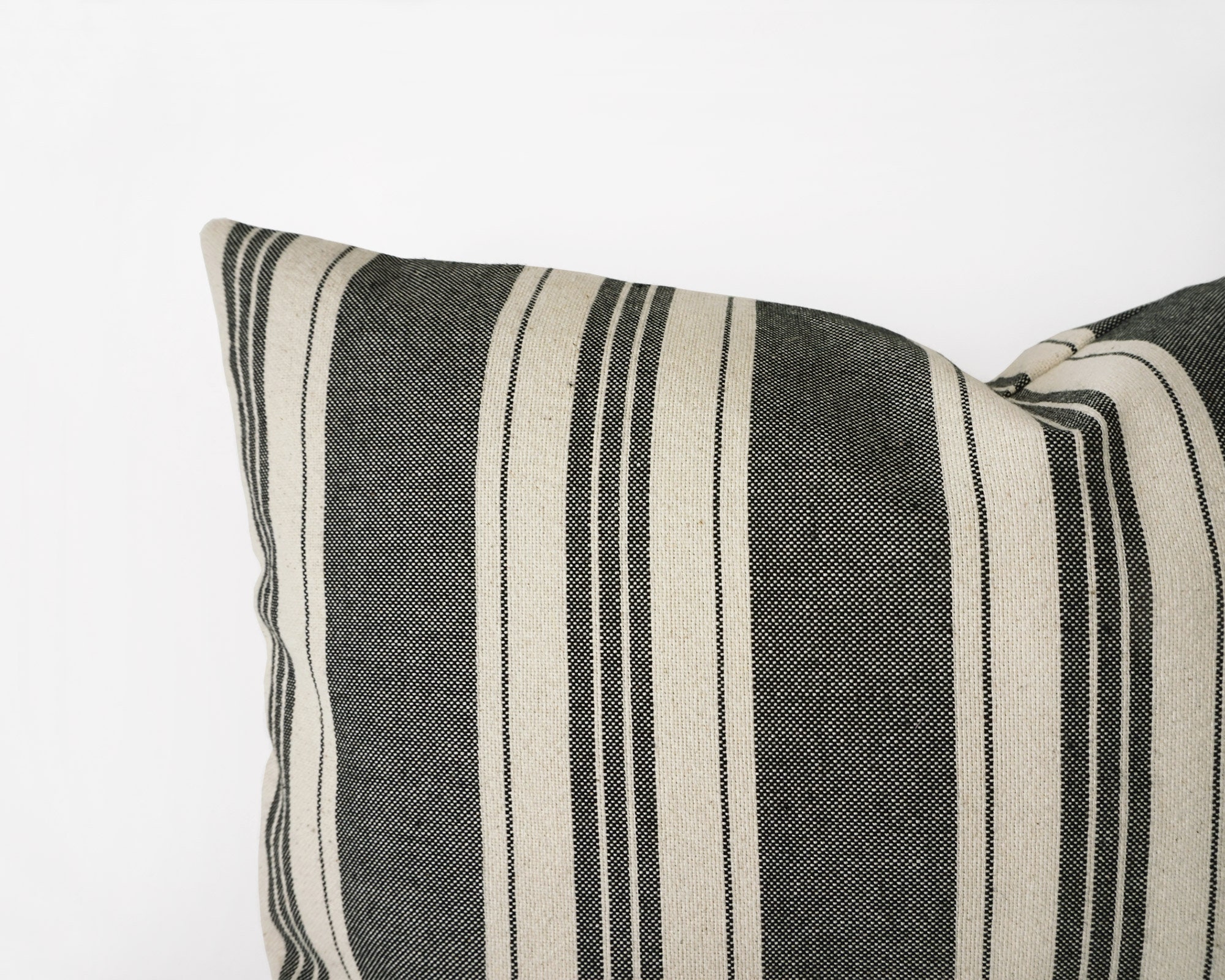 Striped Charcoal Black and Beige Decorative Pillow Cover - Etsy