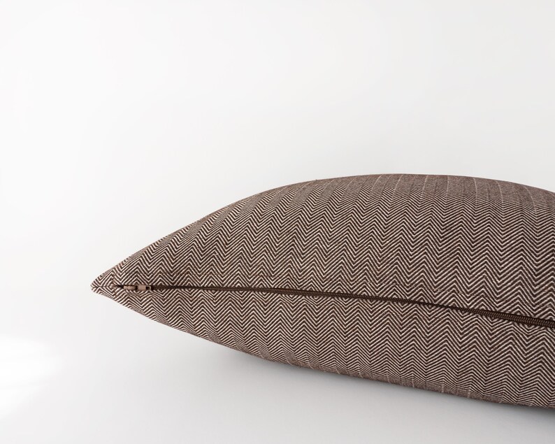 Brown Herringbone Decorative Pillow Cover Earth Tone Home Etsy