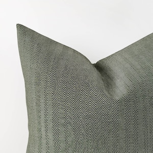 Dark sage green herringbone decorative pillow cover - earth tone cushion cover in dark green grey - 16", 18", 20", 22"