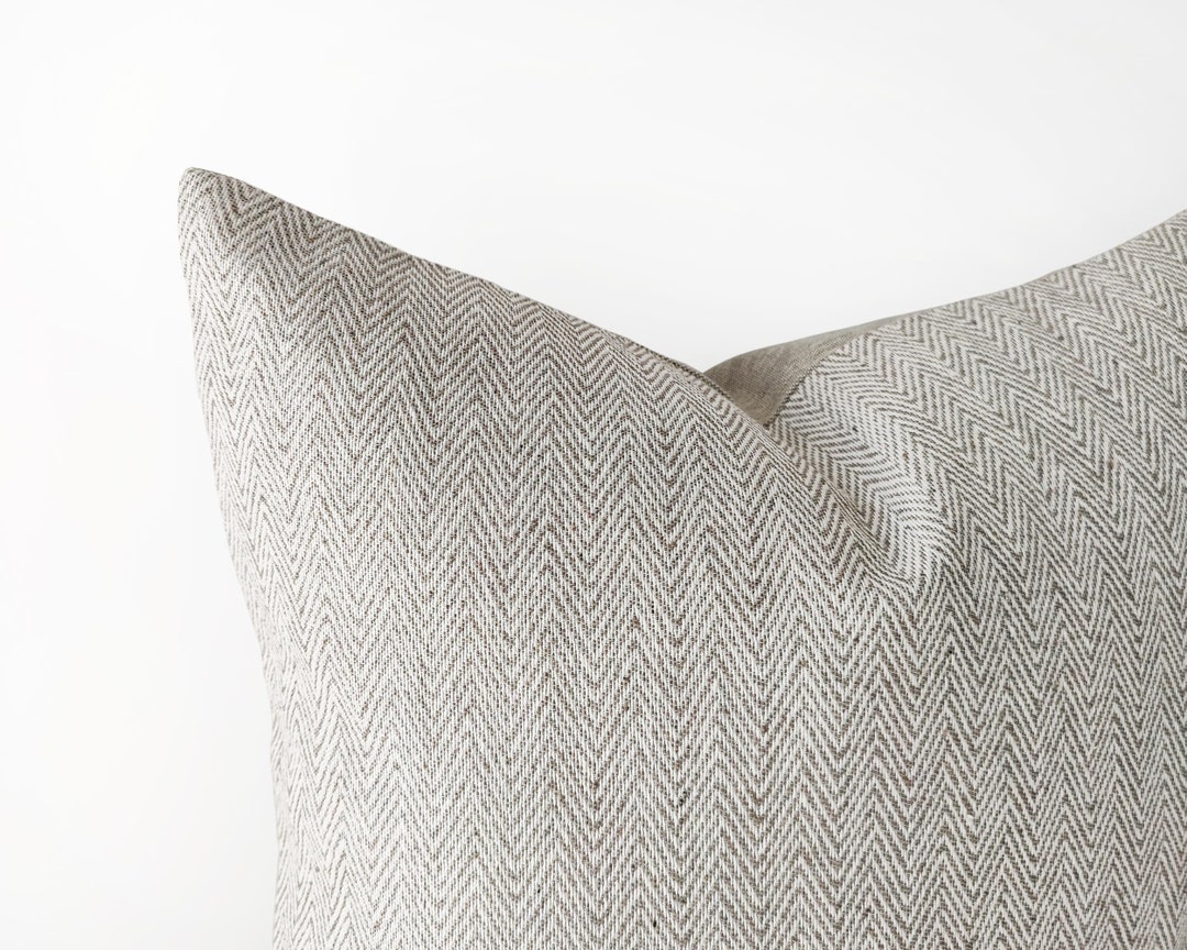 Neutral Herringbone Decorative Pillow Cover Beige and off Etsy