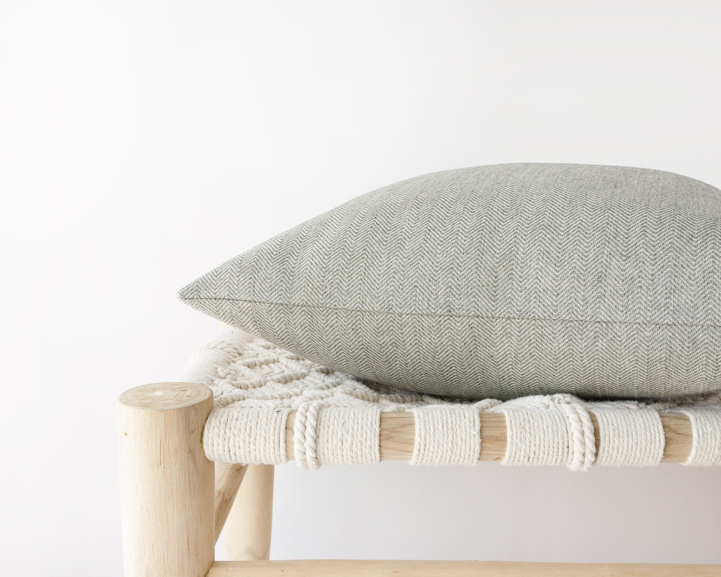 Double Sided Herringbone Decorative Pillow Cover in Light Etsy