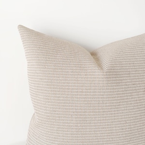 Light beige textured pillow cover - neutral woven decorative cushion