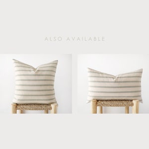 Striped lumbar pillow cover in ivory, camel and teal light beige modern cushion cover 12x20, 14x20, 14x24 image 6