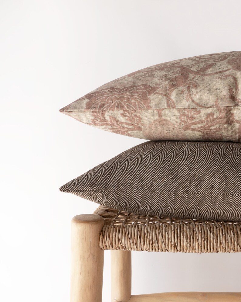 Brown Herringbone Decorative Pillow Cover Earth Tone Home Etsy